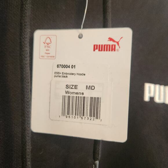 Puma Women's Size Medium Embroidered‎ Logo Athletic Black/White Sweatshirt NWT - Picture 4 of 5